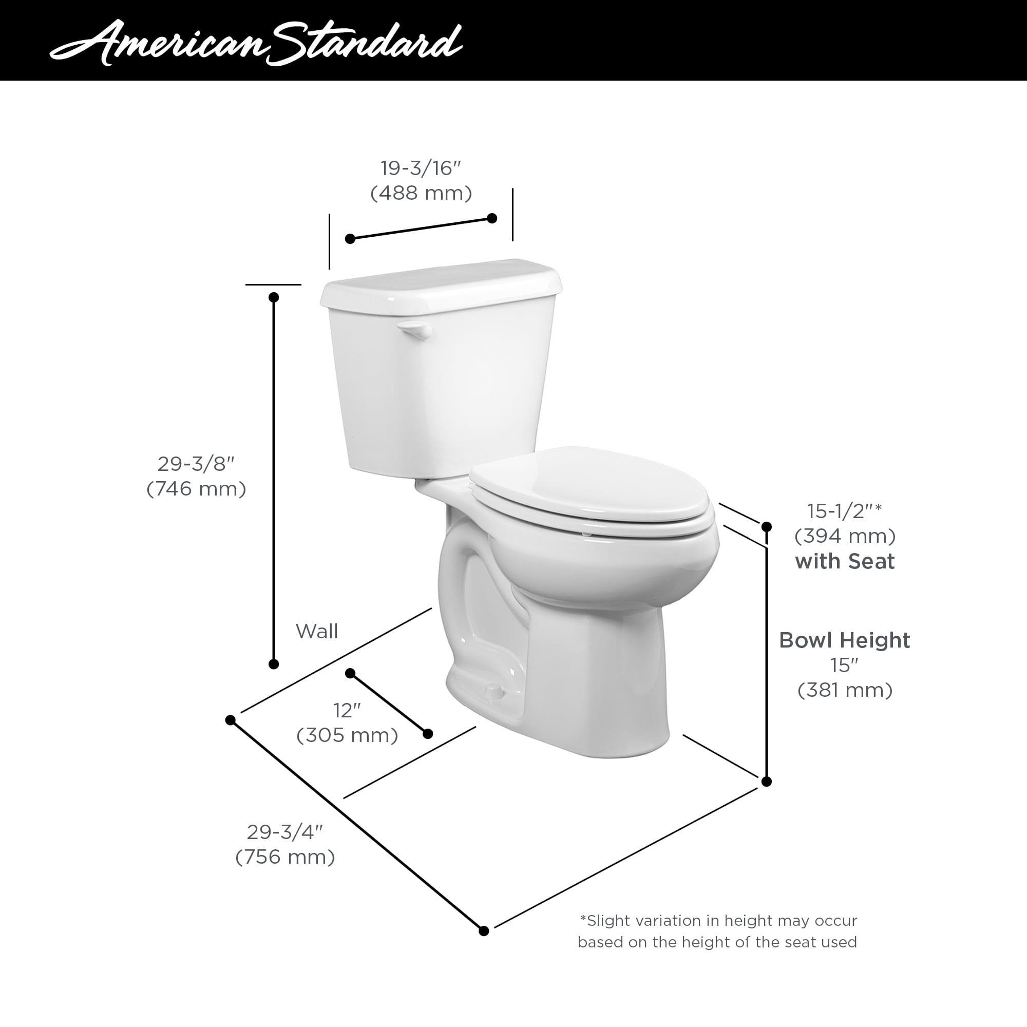Colony TwoPiece 1.6 gpf/6.0 Lpf Standard Height Elongated Toilet less Seat